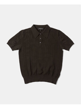 Retro Knitted Jacquard Polo Shirt - Black Annual Ring XL